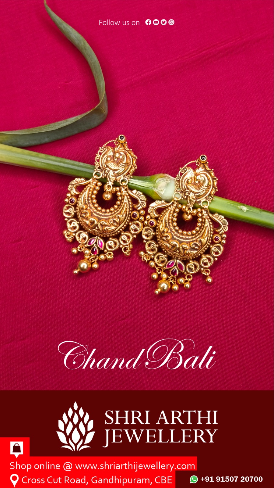 Temple Jewellery Earrings -Jhumkas in 22K Gold -Indian Gold Jewelry -Buy  Online